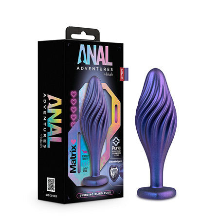 Anal Adventures Matrix Silicone Swirling Bling Plug Sapphire-0
