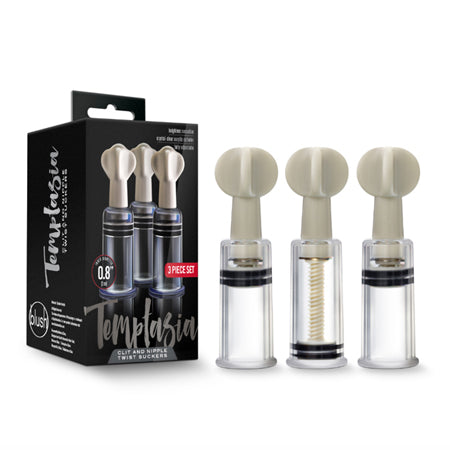 Temptasia Clit and Nipple Twist Suckers 3-Piece Set Clear