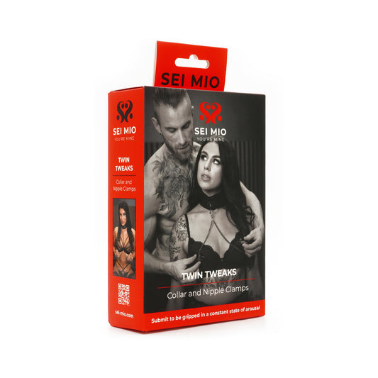 SEI MIO Twin Tweaks Velvet Collar with Nipple Clamps-0